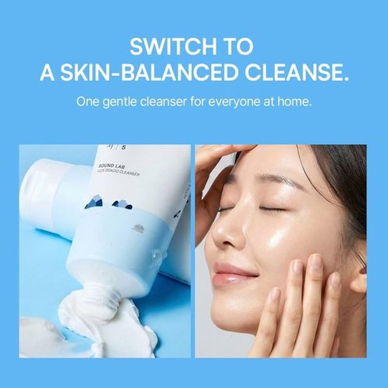 ROUND LAB 1025 Dokdo Cleanser - Low pH Facial Cleanser for Sensitive Skin | 5.07 Fl Oz Hydrating Face Wash