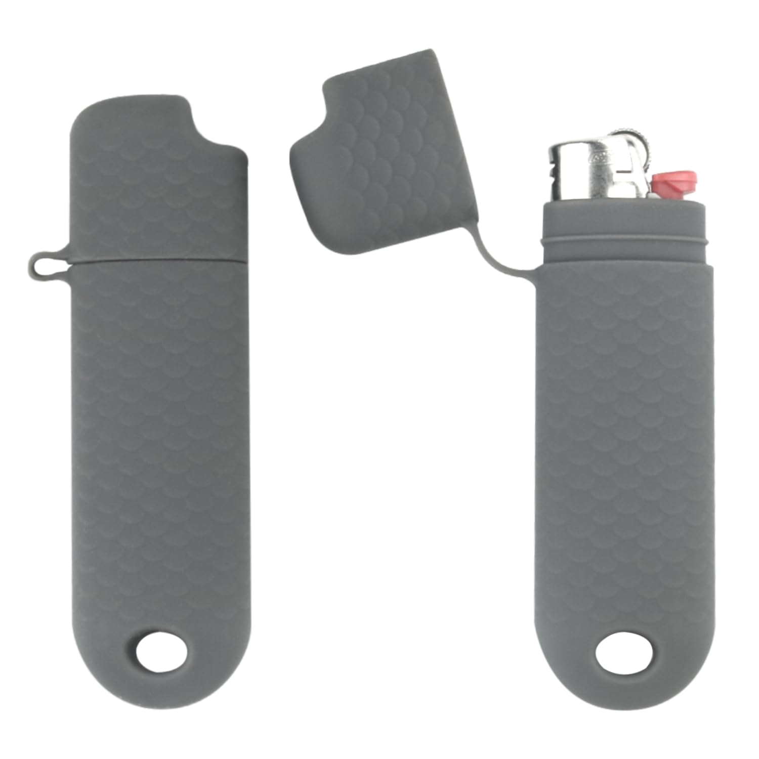 2 Pcs Waterproof Lighter Case Cover Holder for BIC Regular Lighters Sleeve Type J6 Outdoor Survival Multipurpose Seal Lighter Pouchfor Hiking and Camping (Gray)