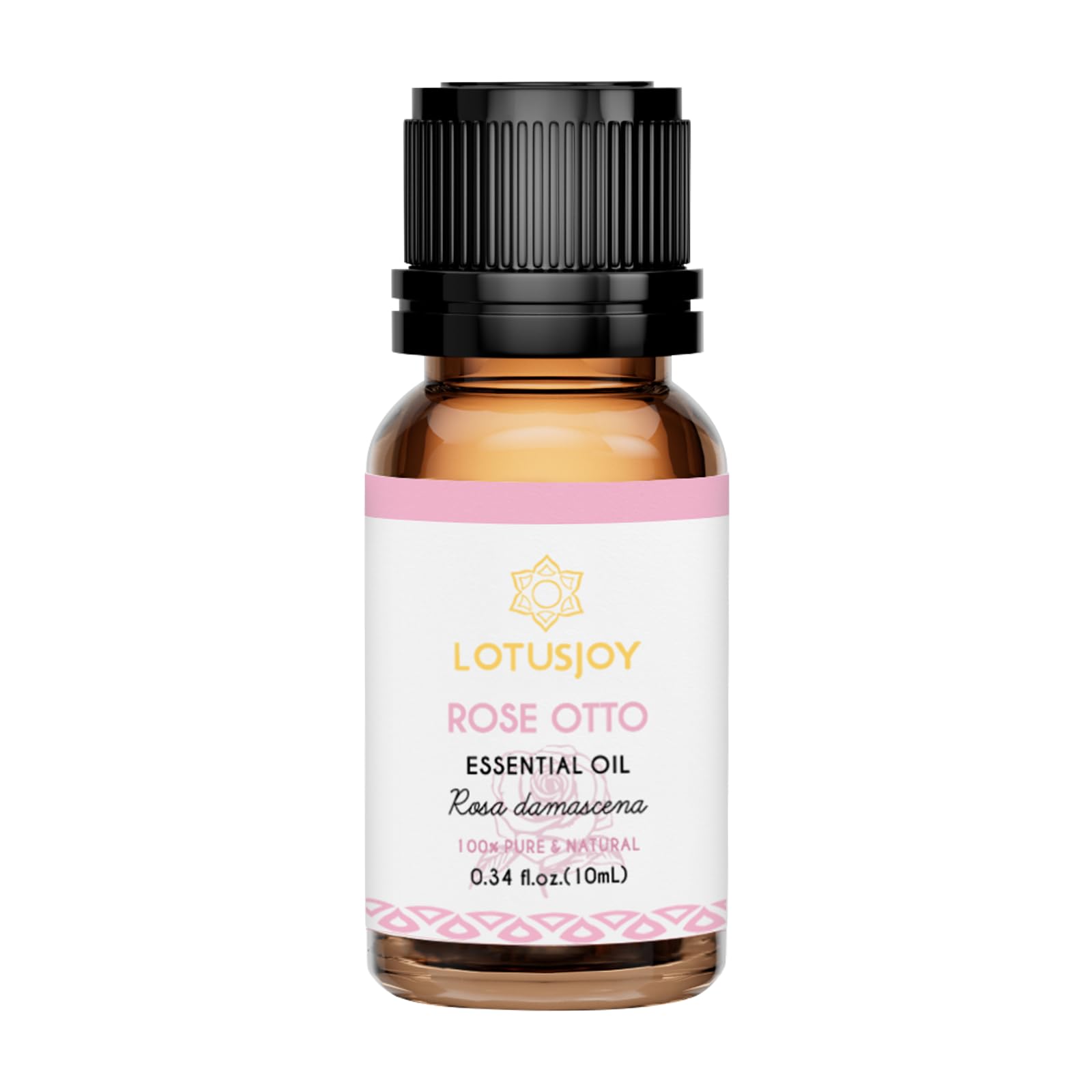 LOTUSJOY 100% Pure Rose Otto Essential Oil 0.34 fl oz, Natural Rose Otto Oil in Amber Glass Bottle with Dropper for Diffuser Massage Skin Care