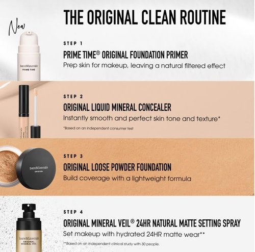 bareMinerals Deluxe Original Loose Mineral Foundation SPF 15 - Holiday Limited Edition Size $88 value – Medium Beige, Vegan, Cruelty-Free & Dermatologist-Tested