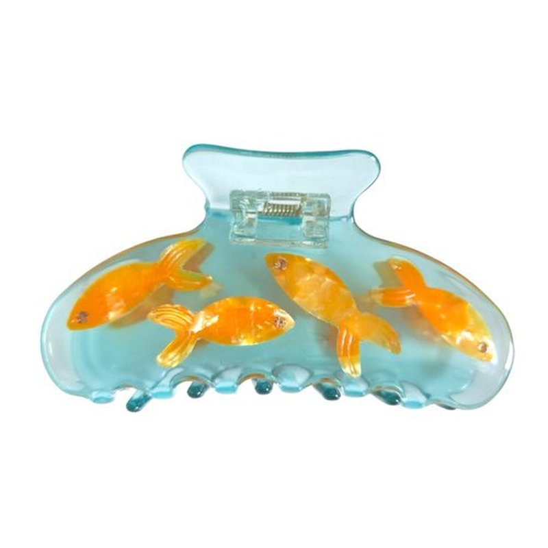 Generic Novelty Fish Tank Hair Clip,Acetate Claw Clip for Women,Women Hair Accessories,Cyan, 1 Count (Pack of 1)