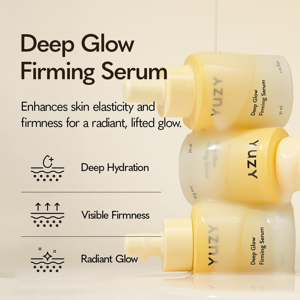 YUZY Deep Glow Firming Serum, Skin Microbiome Peptide Serum with Niacinamide, Yuzu Extract & 10 Vita-Liposome Complex, Barrier Care for Elasticity & Hydration | 1.01 fl.oz, 30ml