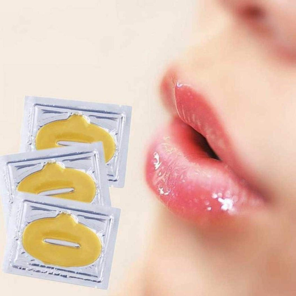 Jakuva 30PCS Moisturizing Collagen Lip Masks, Sleeping Mask Lip Balm Bulk for Dry Mouth, Remove Chapped Skin & Anti-Aging, Hydrating Plumping Face Care for Mother's Day, Golden