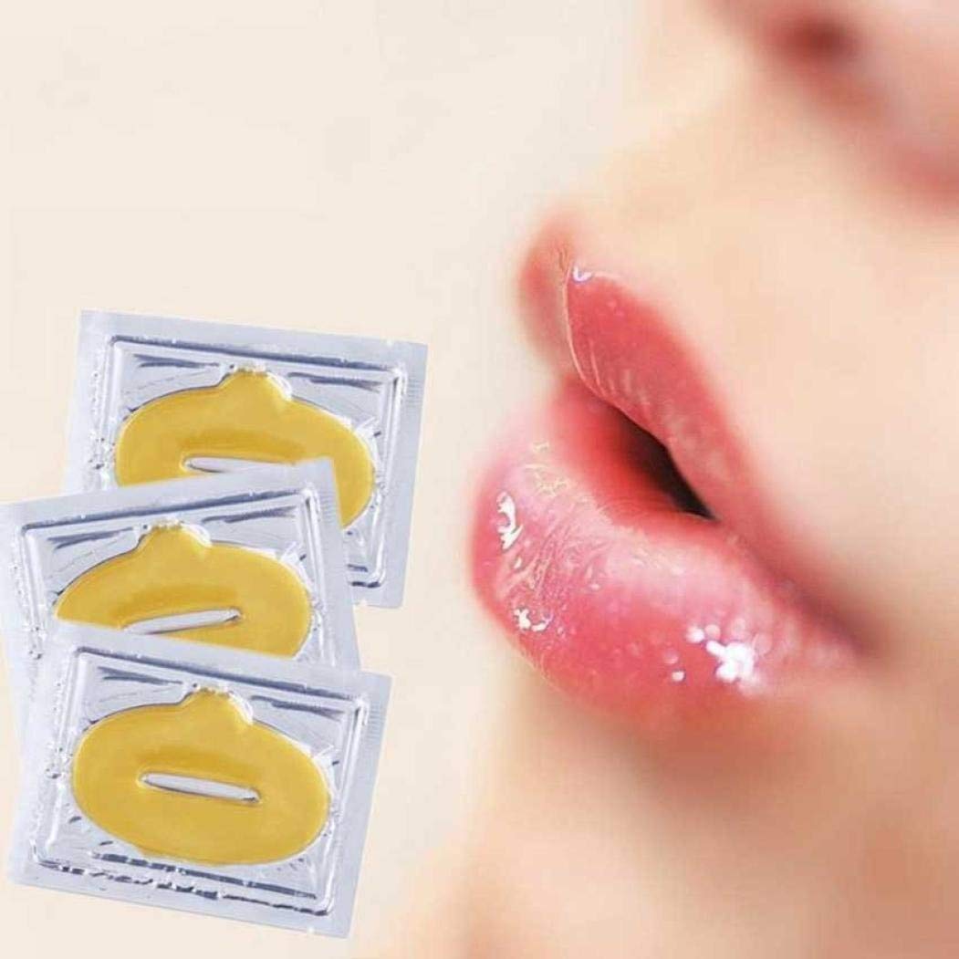 Jakuva 30PCS Moisturizing Collagen Lip Masks, Sleeping Mask Lip Balm Bulk for Dry Mouth, Remove Chapped Skin & Anti-Aging, Hydrating Plumping Face Care for Mother's Day, Golden