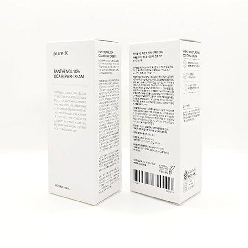 PURE K Panthenol 10% CICA Repair Cream - Intensive Barrier Recovery - Soothing Moisturizer for Sensitive, Damaged Skin, Redness & Post-Acne Repair, Korean Skincare (2.7 Fl Oz / 80ml)