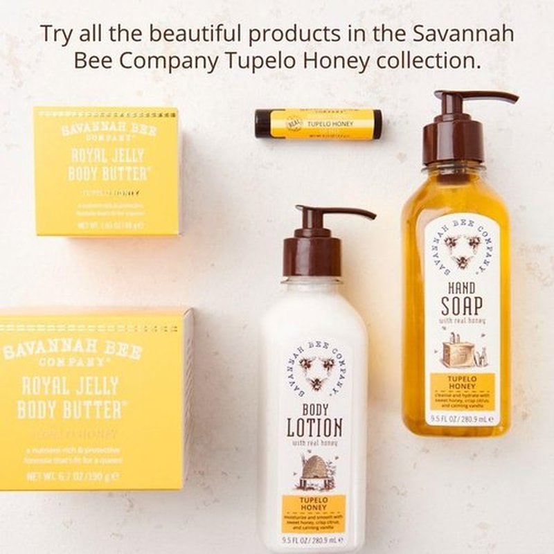 Savannah Bee Company Natural Tupelo Honey Lip Balm - Moisturizing Beeswax Formula, 0.15 oz (Pack of 4)