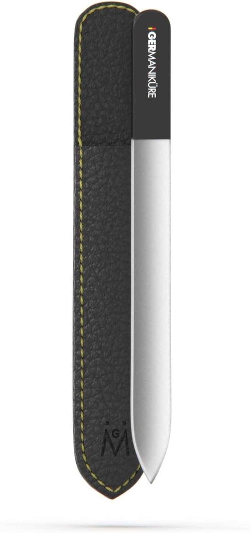 GERMANIKURE Czech Crystal Glass Nail File - Professional Manicure & Pedicure Tool in Black Suede Case