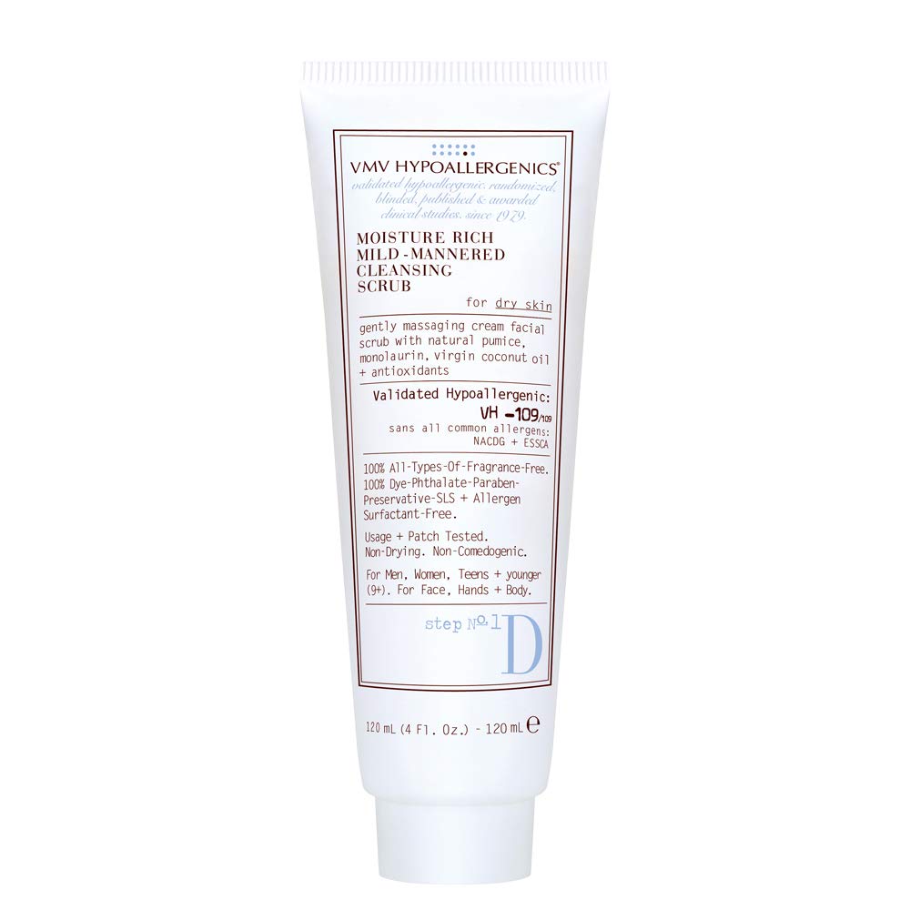 VMV Hypoallergenics Superskin Moisture Rich Mild-Mannered Cleansing Scrub for Dry Skin, 4 Fluid Ounce
