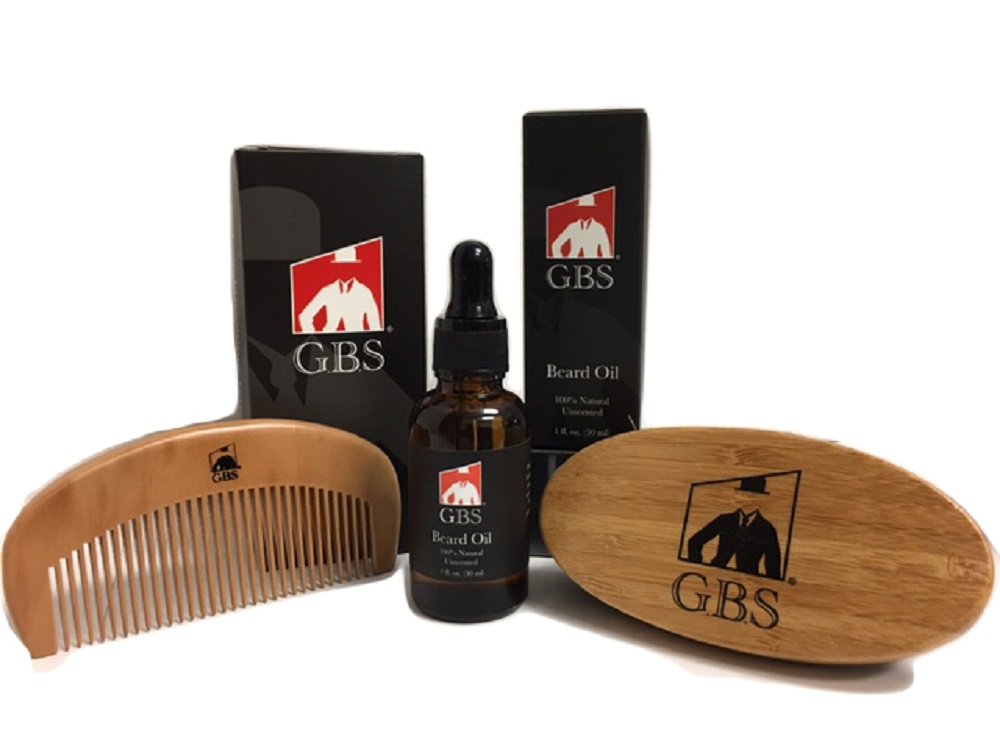 G.B.S Men's Beard Oil, Oval Wood Handle Boar Bristle Brush, Beard Comb, Wooden beard comb, Beard Oil for Men- Professional beard brush for super-stylish beard