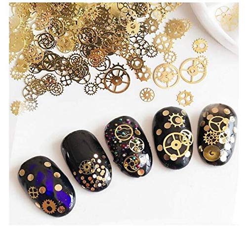 XINGZI 2Box (200-300PCS) Mixed Pattern Ultra-thin 3D Metal Steampunk Gears Charms DIY Pendant Clock Watch Wheel Gear Nail Studs Nail Art Decorations Alloy Manicure DIY Nail Tips Accessories