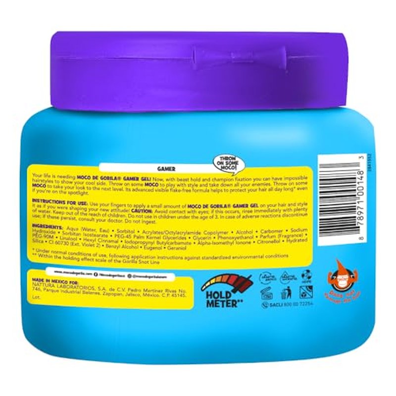 Moco de Gorila Gamer, Hair Styling Gel, Gives your Hairstyle a Long-Lasting Effect, Reactivate with Water, High Fixation, 3-Pack of 9.52 Oz Each, 3 Jars