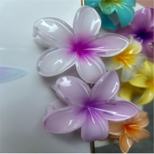 10 Pcs Hawaiian Plumeria Hair Clips, Flower Claw Clips for Thick and Thin Hair, Non-slip Beach Hairpins for Women