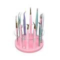 12 Holes Rotatable Acrylic Tweezers Holder, Grafting Eyelash Makeup Tweezer Stand Display Extensions Organizer Individual Training Tools (Pink)