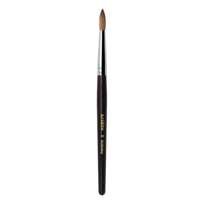 Aridito Round Head Kolinsky Acrylic Nail Brush Red Wine Color Wooden Handle For Professional Manicure DIY Home Salon （Size 8/10/12/14/16/18） (8# Kolinsky)
