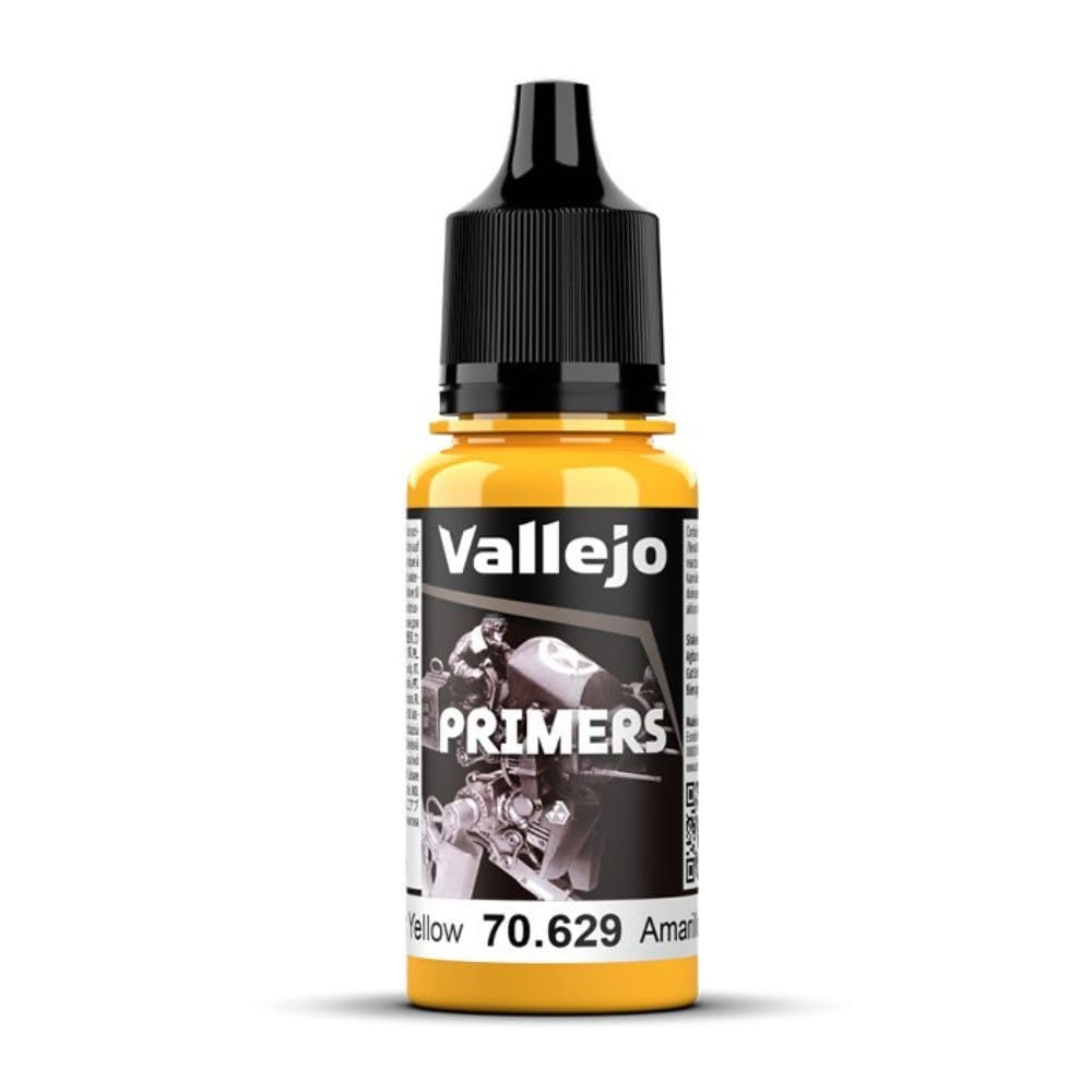 Vallejo - Surface Primer Color | Sun Yellow 18 ml. (0.6 fl.oz.) | Matte Finish and Fast Drying | Perfect for Airbrushing and Great Adhesion to Figurines and Scale Models