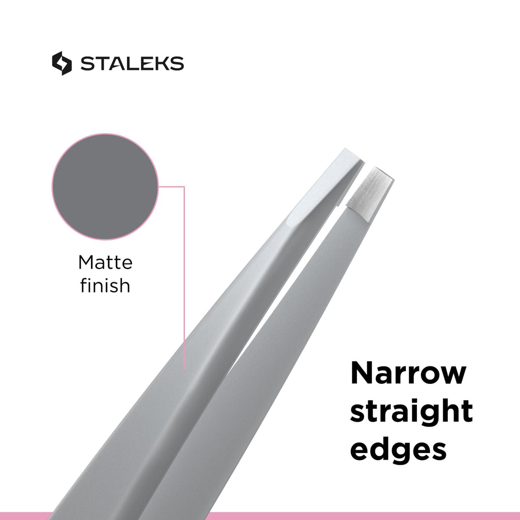 STALEKS BEAUTY & CARE 10 Type 2 Eyebrow Tweezers – Narrow Straight Stainless Steel for Thick Brows & Precise Home Hair Removal