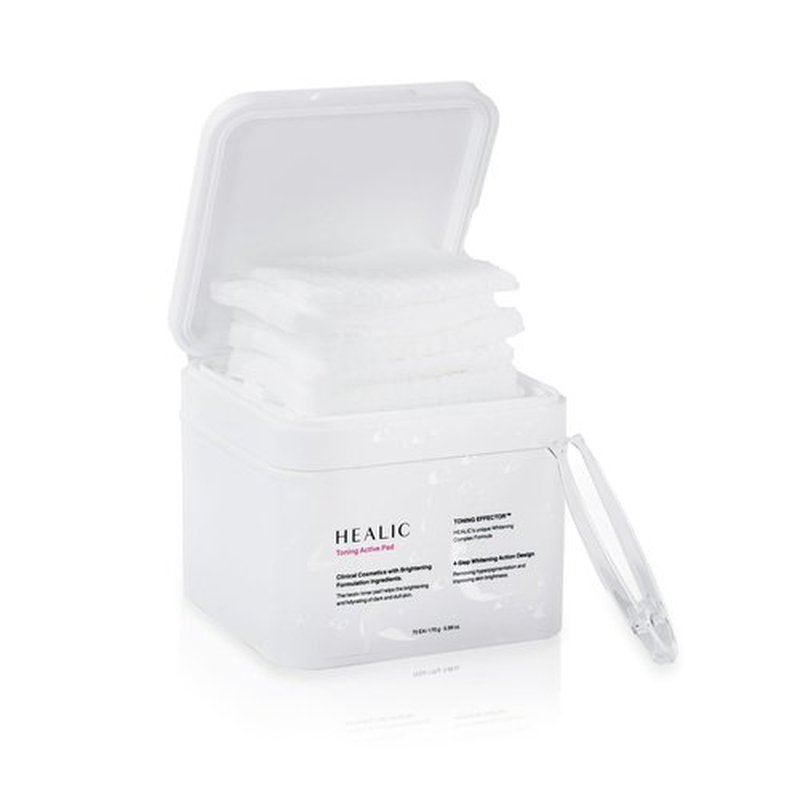 Healic Toning Active Pad – Dual-Textured Toner Pads for Brightening, Hydrating, and Soothing with Tranexamic Acid & Hyaluronic Acid – Gentle for Sensitive Skin, Korean Skin Care, Vegan, 70 Pads