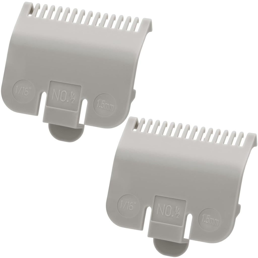 DC,CLISENCE 2pcs Hair Clipper Guards, Attachment Number #1/2-1/16''(1.5mm), Nylon Guards for Clippers, Clipper Attachments Replacement for Cutting Hairstyles Sideburns Beards - Gray