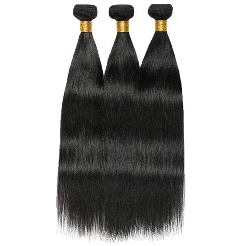 BilltiiWW #1B Straight Human Hair Bundles 20 22 24 Inch Brazilian Remy Human Hair Bundles Weave Extensions Soft and Silky for Women