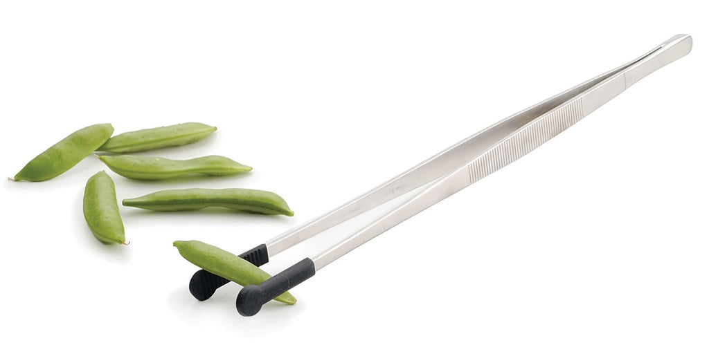 RSVP International Endurance Silicone Tipped Kitchen Tweezers Food Safe, Durable Stainless Steel, Heat Safe up to 475 Degrees F, 12" Length