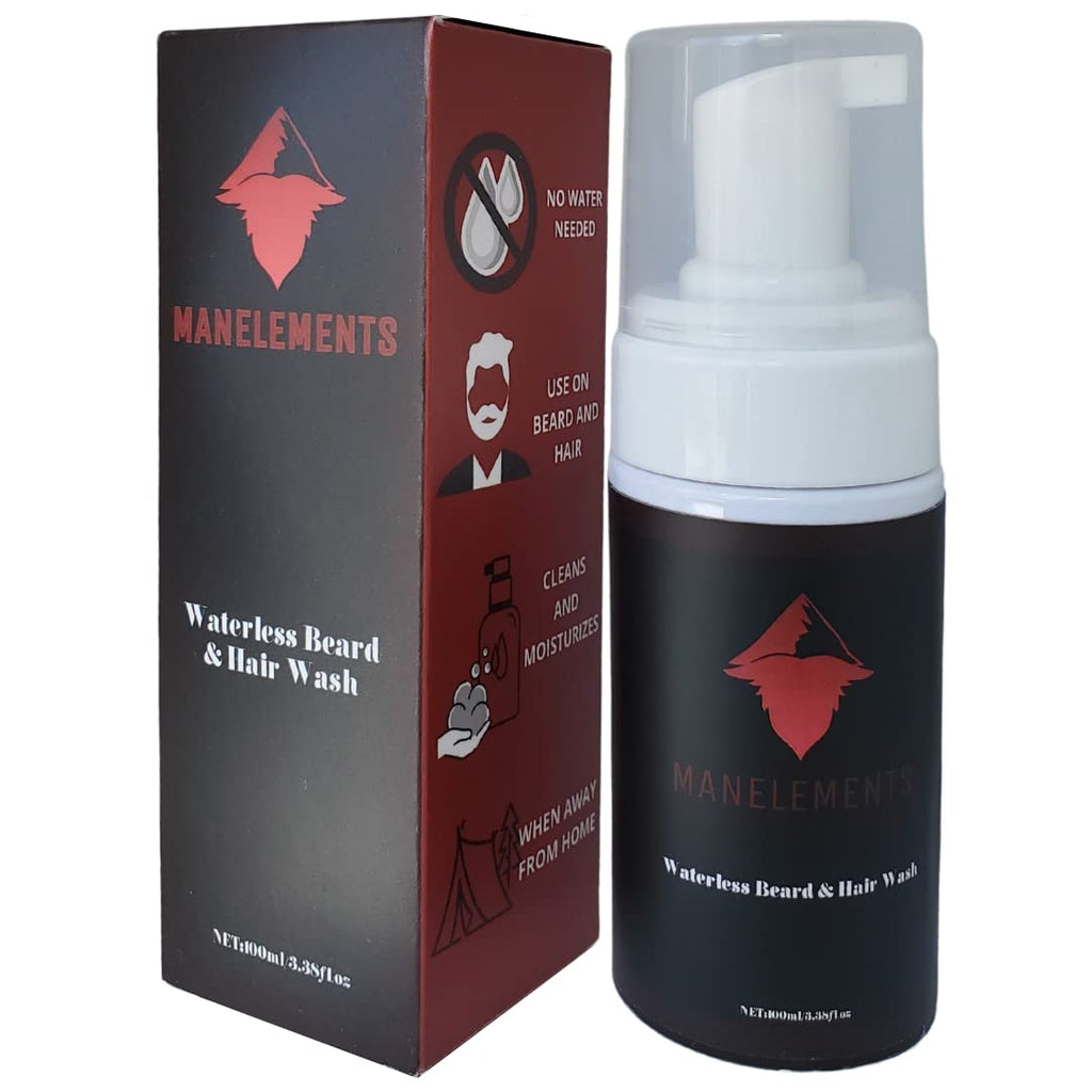 manelements Waterless Beard and Hair Cleansing Shampoo with Coconut Oil - Volumizes, Softens & Strengthens