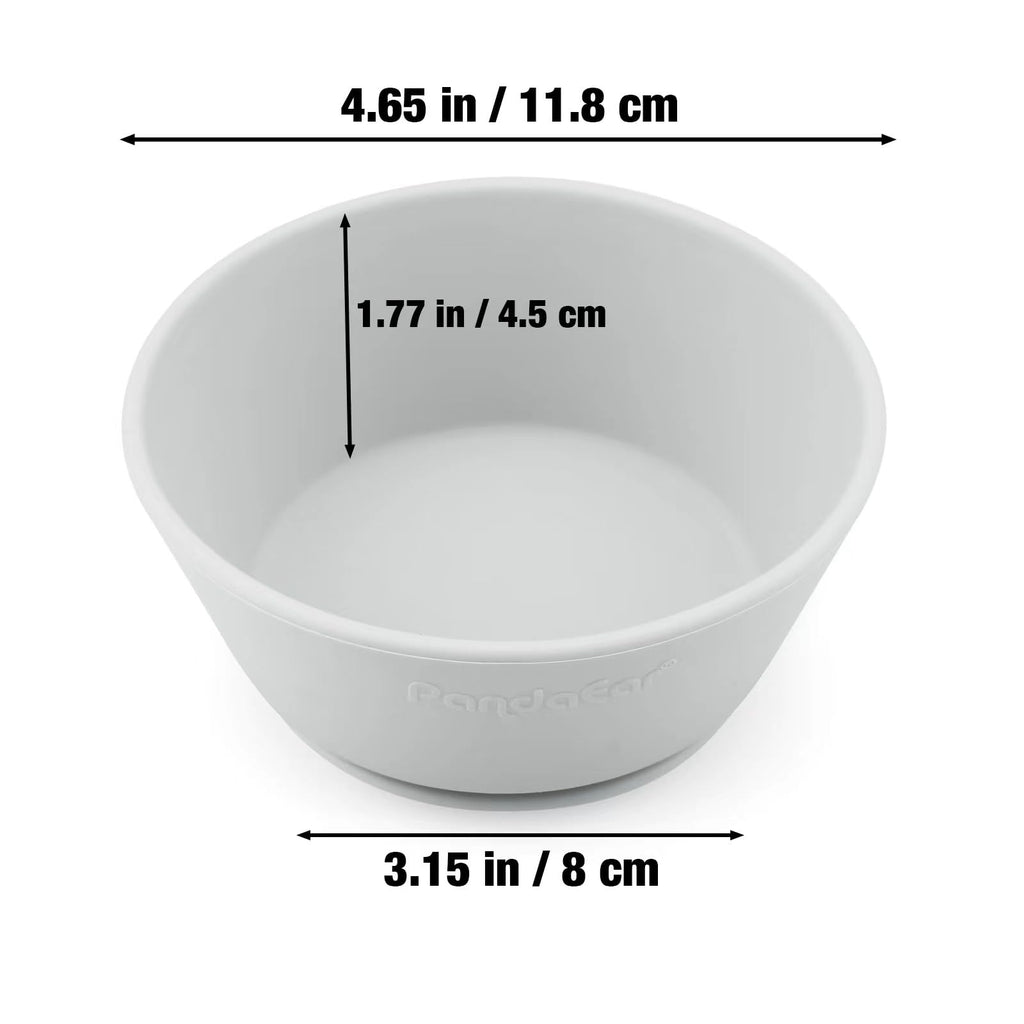 PandaEar 3 Pack Baby Suction Bowls|Silicone Food Bowls First Stage Feeding for Baby Toddler Infant Kids| Food Grade Soft Safe BPA-Free Silicone Toddler Bowls -Blue/Gray
