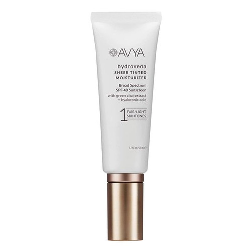AVYA SPF 40 Sheer Tinted Moisturizer - Hydrating Hyaluronic Acid & Green Chai for Brighter Skin | Fair & Light Shade (1.7oz/50ml)