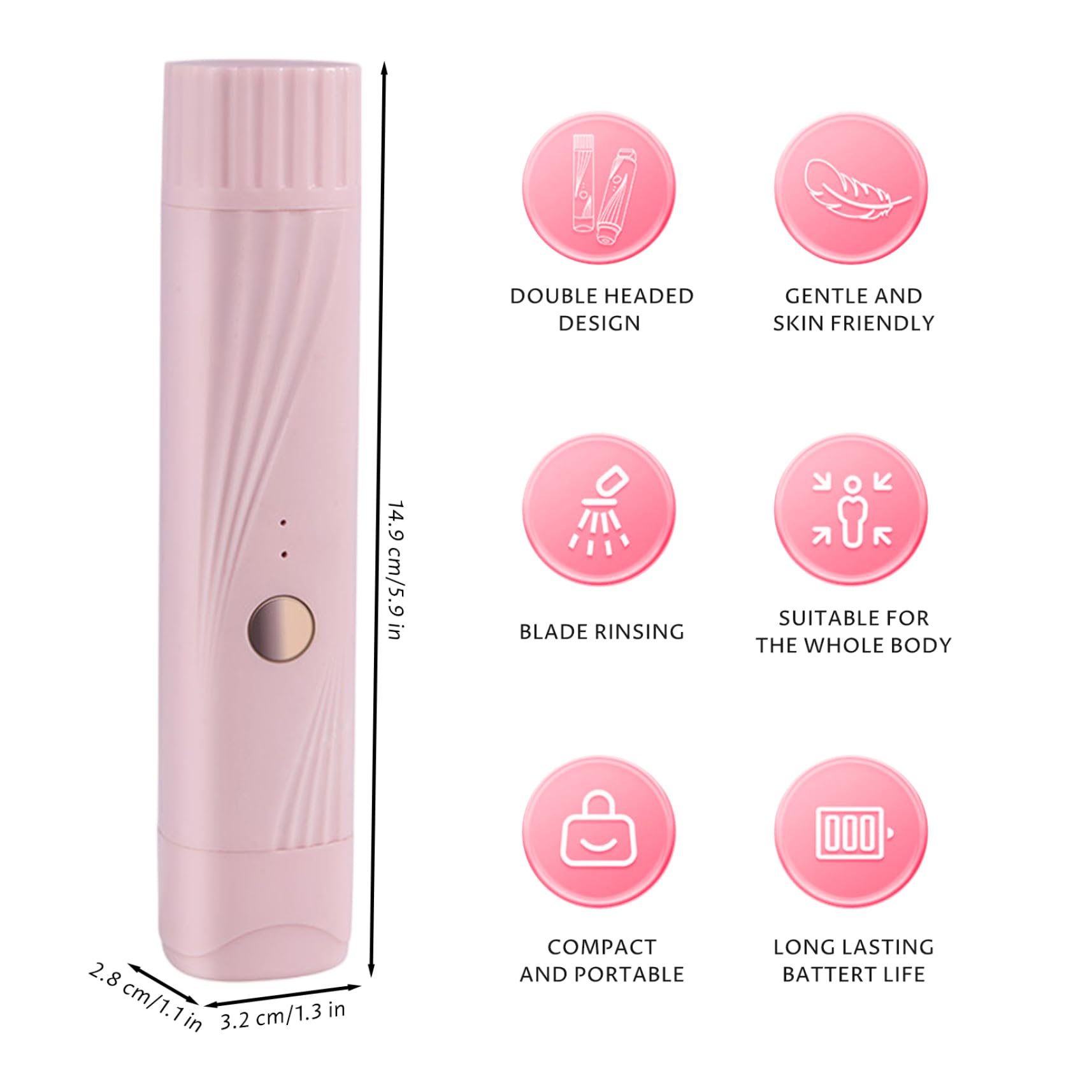Dual Head Shaver Women, Electric Bikini Trimmer for Women, 2 in 1 Ladies Electric Shaver, Washable Dual Head, Rechargeable Portable Bikini Trimmer for Legs Arms Pubic Body