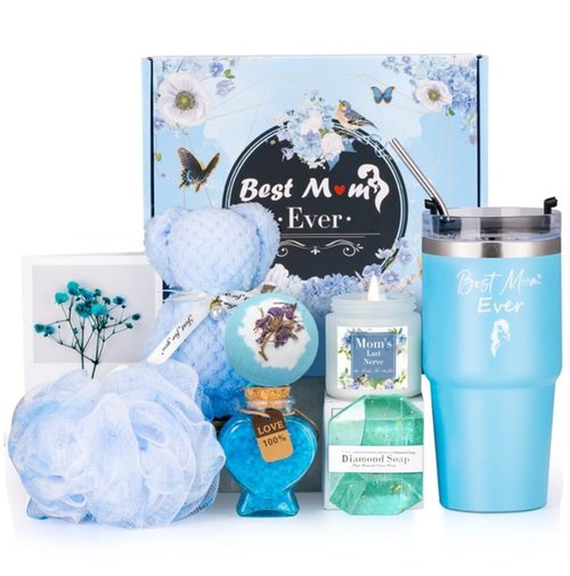 Mom Birthday Gifts Ideas Basket for Moms Mama Mother from Daughter Son Child, Mothers Day Gifts, New Mom Gift, Relaxing Spa Bath Set for Mama 20oz Tumbler