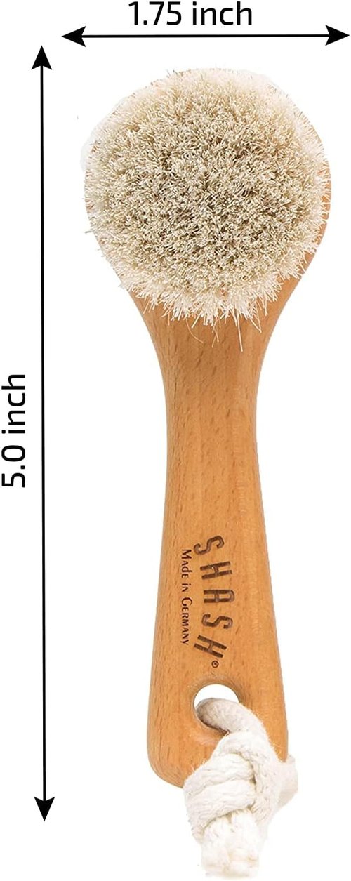 SHASH Since 1869 Exfoliating Face Brush - Handcrafted Sustainable Scrub for Glowing Skin | Medium Horse Hair Bristle