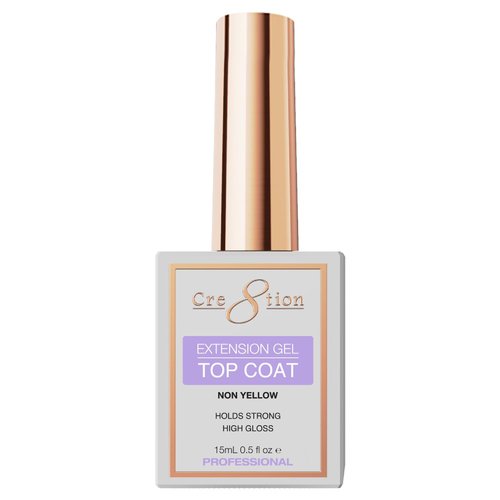 Cre8tion Extension Gel Top Coat, Quick-Dry, High-Gloss Finish for Gel Nail Enhancements, 0.5 Fl Oz