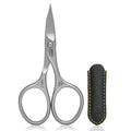GERMANIKURE Nail and Cuticle Scissors - FINOX Stainless Steel Professional nail scissors for nail tips - nail scissors curved Manicure Tools in Leather Case - Ethically Made in Solingen Germany - 4702