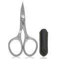 GERMANIKURE Nail and Cuticle Scissors - FINOX Stainless Steel Professional nail scissors for nail tips - nail scissors curved Manicure Tools in Leather Case - Ethically Made in Solingen Germany - 4702