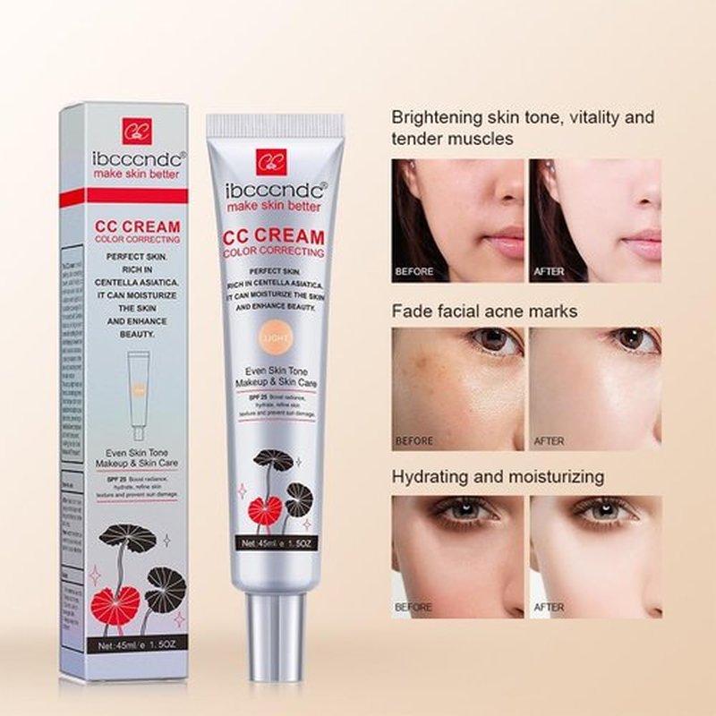 Skiennix Color Correcting CC Cream - Waterproof Foundation with SPF 25 & Centella Asiatica | 1.5 Oz (Dark)