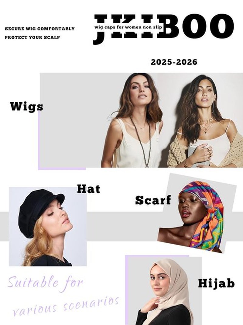 JKIBOO Wide Wig Grip Cap for Women Non Slip,Wig Caps with Velvet Wig Grip Band for Glueless Wigs