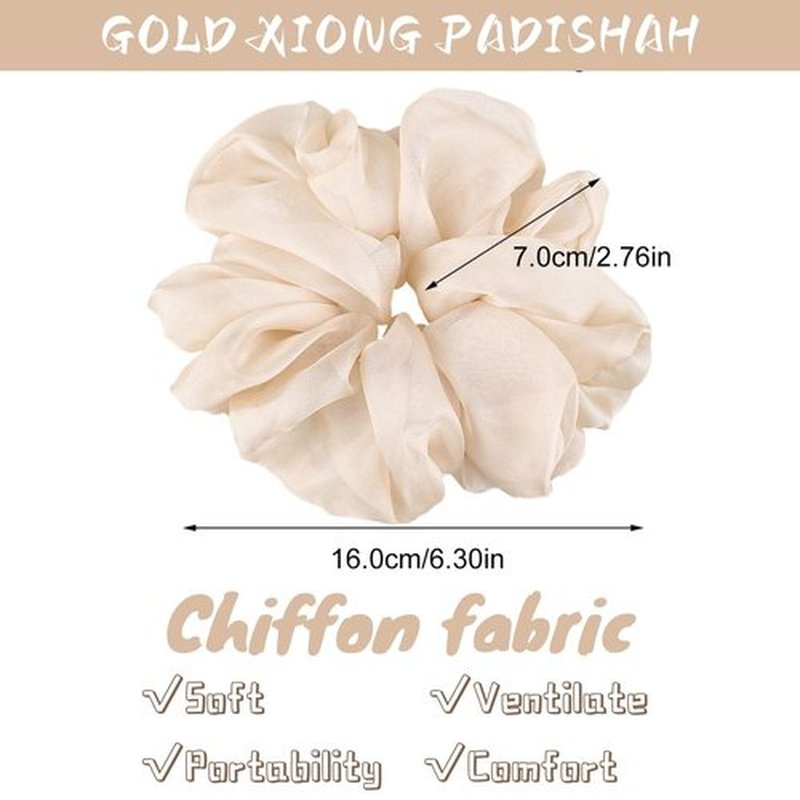 Cute Large Big Oversized Scrunchies for Women: Jumbo Chiffon Hair Ties for Sleeping, No Damage Hair Accessories for Thick Hair (6PCS)