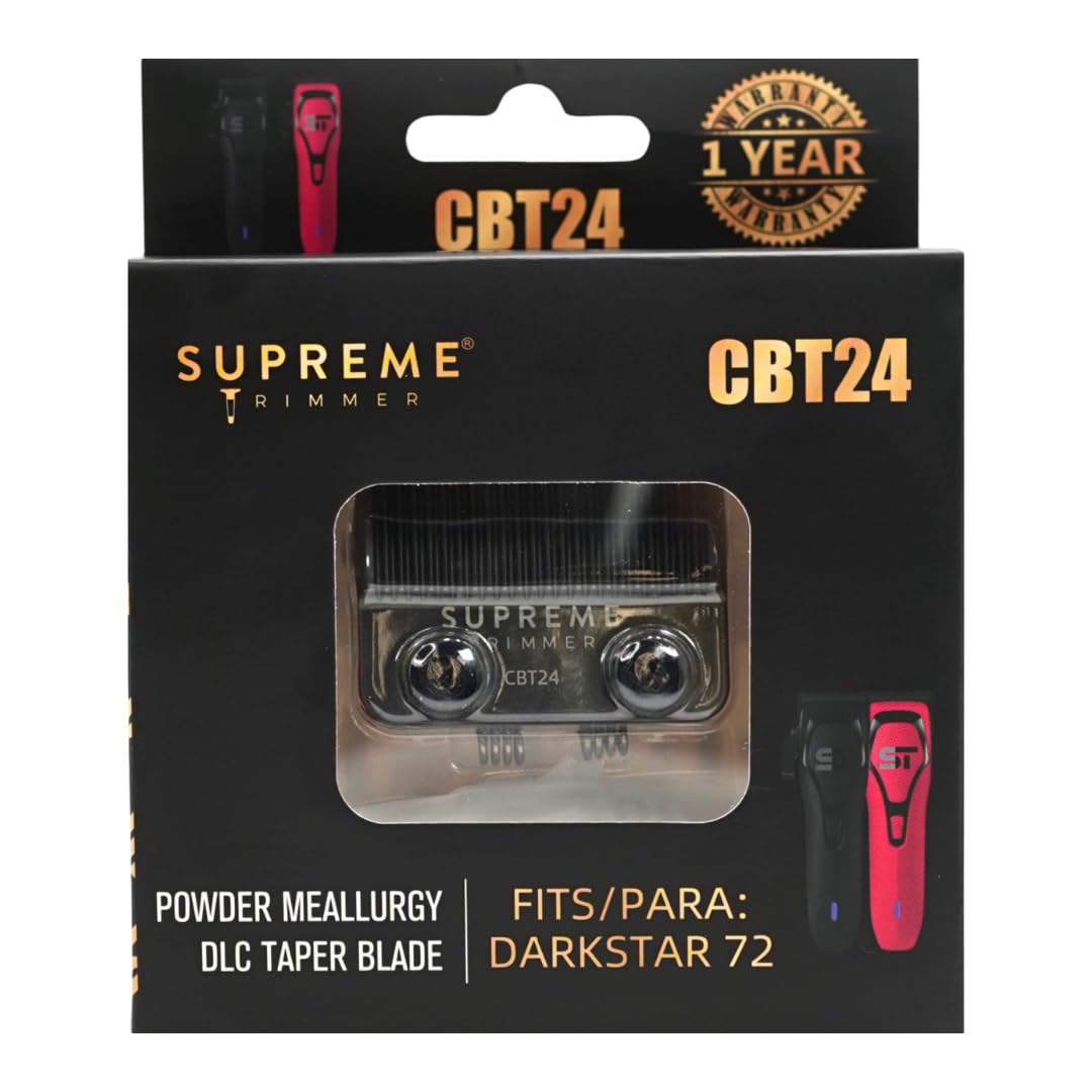 Supreme Trimmer DLC Coated Steel Replacement Blade CBT24 | Taper Blade for Darkstar72 & Most Hair Clippers | Black