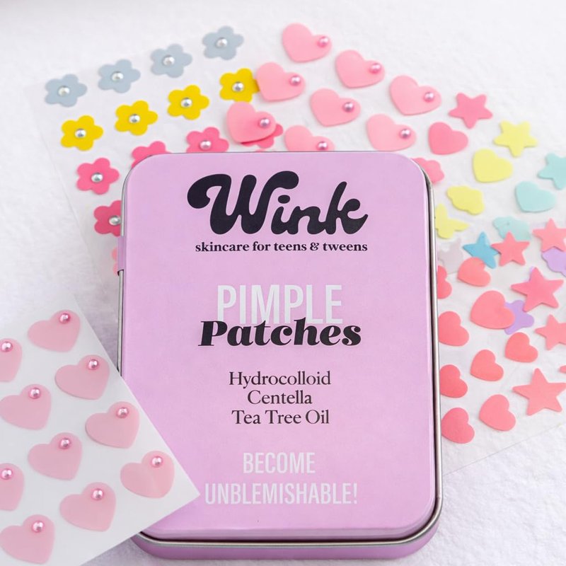 Wink Hydrocolloid Pimple Patches, 120-Count (Exclusive Gem/Bling Acne Stickers) Gentle Tea Tree & Centella For Face Skincare - Star, Heart, Flower And Cloud Shapes, Teen Tween Girl Facial Treatment