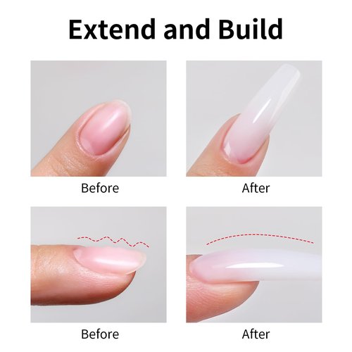 Firedeep Builder Nail Gel Kit, 35g Milky White 3 in 1 Builder Gel for Nails, Hard Gel Builder Nail Extension Gel With Clear Nail Tips Model and Brush