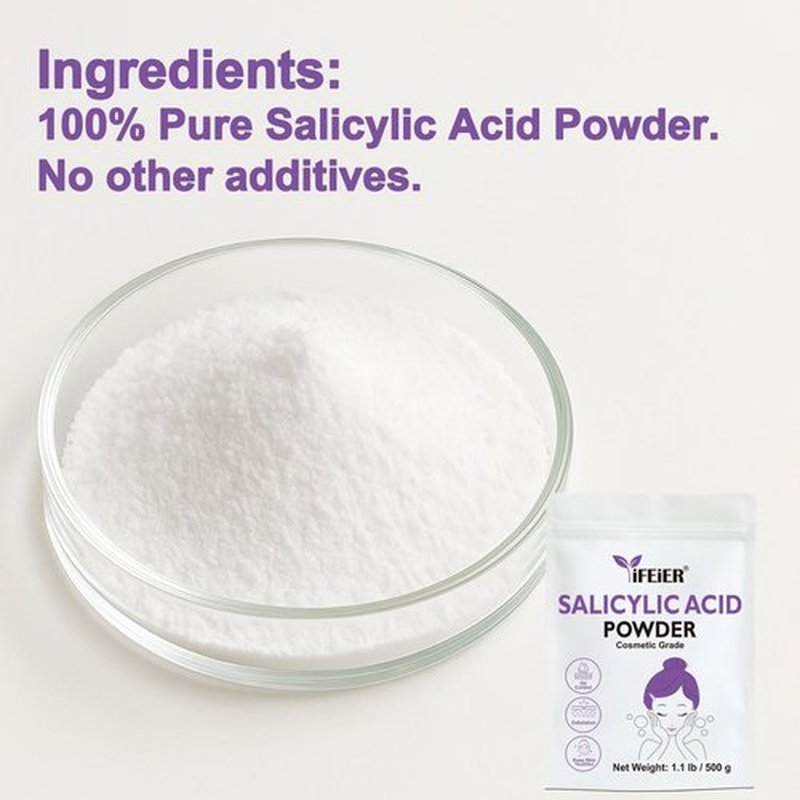 iFEiER Pure Salicylic Acid Powder | Cosmetic Grade Salicylic Acid 1.1 LB (500 g) | Original Ingredients for DIY BHA Exfoliant for Skincare, Body, Hair & Industrial Use | Make Serum