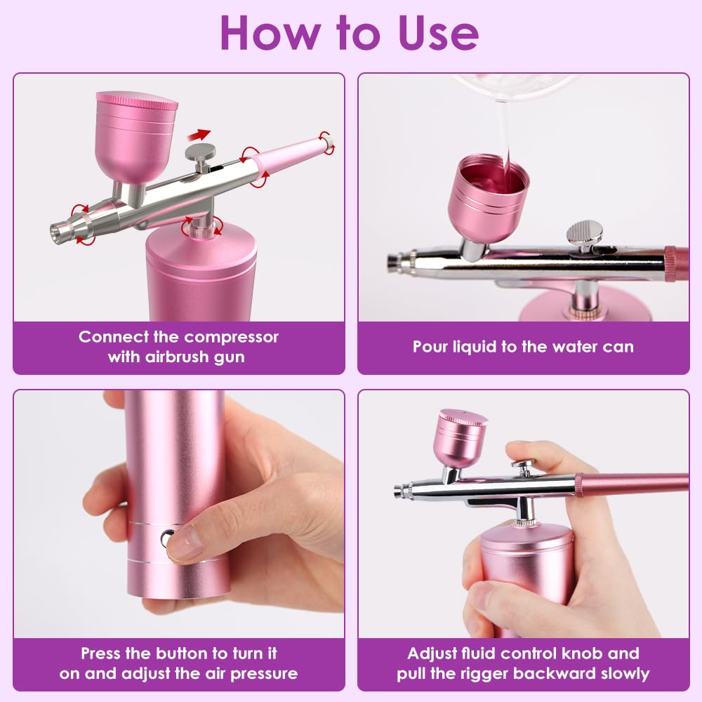 Airbrush Kit Melous Airbrush with Compressor for Nails Air brush Spray Gun for Ombre Nails, Painting, Makeup, Cake Baking, Barber, Black