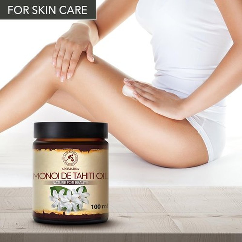 AROMATIKA Monoi de Tahiti Carrier Oil - Pure Cold Pressed Cocos Nucifera & Gardenia - 3.4 Fl Oz for Face & Body Care