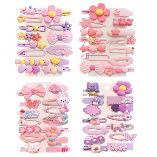 56 pcs Girl Hair Clips Cute Clips for Toddler Girls Hair Accessories Rabbit/Flower/Bow Colorful Patterns