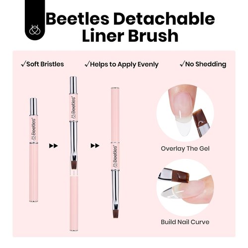 Beetles HEMA-Free Hard Gel for Nails-2 Pcs 1 oz 9 in 1 Clear & Jelly Nude UV & LED Lamp Cured Sculpting Gel for Nail Extension & Nail Repair with Flat Nail Brush High Hardness Nails for Pros Women