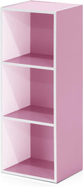 Furinno LUDER 3-Cube Bookshelf - Stylish Open Shelves for Easy Assembly | White/Pink, 9.3 x 12 x 31.5
