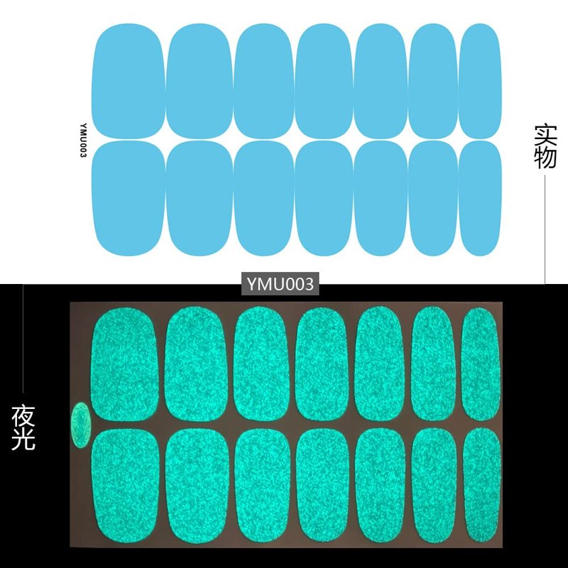 XEAOHESY 12 Sheets Luminous Solid Color Nail Polish Strips Self-Adhesive Glow in Dark Gel Nail Strips Fluorescent Bright Color Nail Stickers Full Wraps for Women