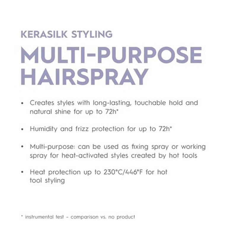 KERASILK Multi-Purpose Hairspray - Long-Lasting Touchable Hold & Heat Protection | Quick Drying Finish