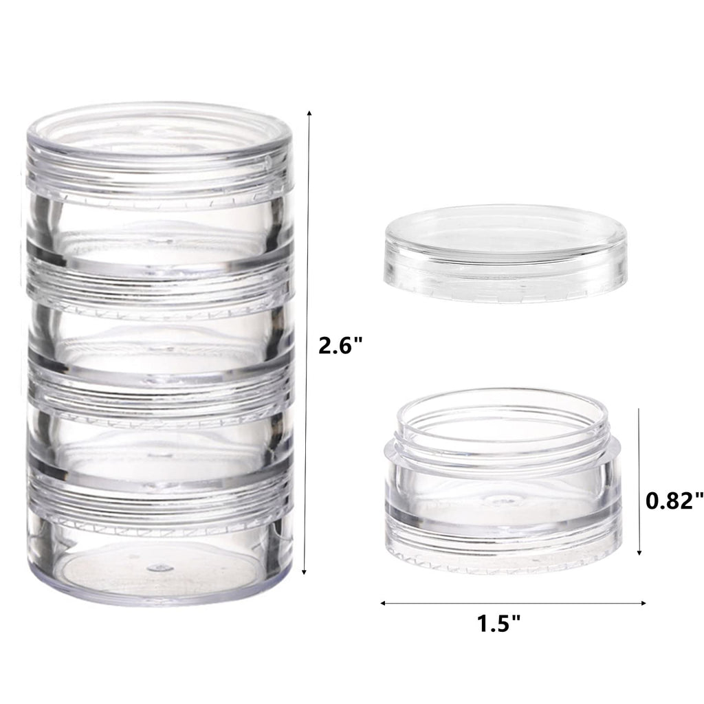 5 Set (20 Pieces) Stackable Cosmetic Containers with Screw Lids and Labels，10 Grams Clear Plastic Empty Jars Small Makeup Sample Containers for Beauty Products