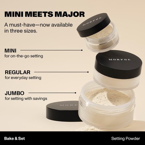 Morphe Jumbo Bake & Set Setting Powder - Talc-Free, Lightweight Finishing Powder for Natural Glow - Brightening Pink (0.62 oz)