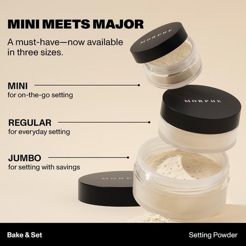 Morphe Bake & Set Translucent Setting Powder - Lightweight, Talc-Free Face Finishing Powder | 24HR Shine Control (0.31 oz)
